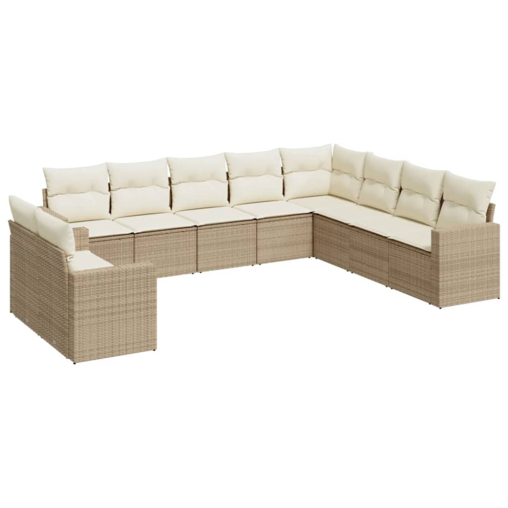vidaXL Set canapele de grădină cu perne, 10 piese, bej, poliratan