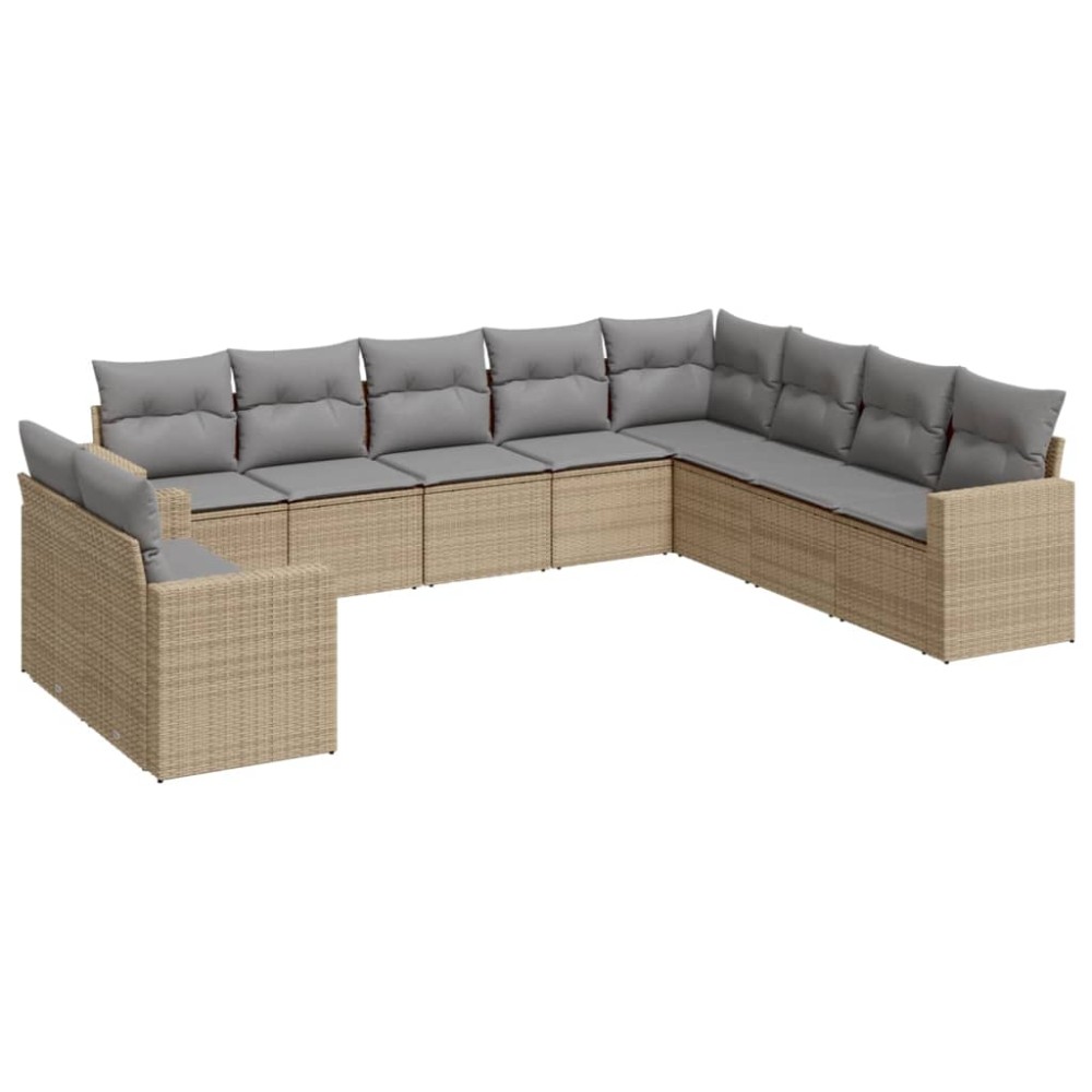 vidaXL Set canapele de grădină cu perne, 10 piese, bej, poliratan
