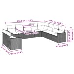 vidaXL Set canapele de grădină cu perne, 10 piese, maro, poliratan