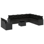 vidaXL Set canapele de grădină cu perne, 11 piese, negru, poliratan vidaXL Set canapele de grădină cu perne, 11 piese, negru, poliratan