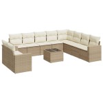 vidaXL Set canapele de grădină cu perne, 11 piese, bej, poliratan