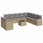 vidaXL Set canapele de grădină cu perne, 11 piese, bej, poliratan