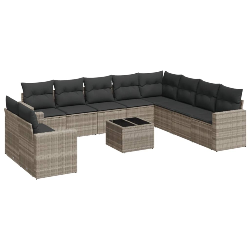 vidaXL Set canapele de grădină cu perne, 11 piese, gri, poliratan