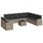 vidaXL Set canapele de grădină cu perne, 11 piese, gri, poliratan vidaXL Set canapele de grădină cu perne, 11 piese, gri, poliratan