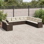 vidaXL Set canapele de grădină cu perne, 11 piese, maro, poliratan vidaXL Set canapele de grădină cu perne, 11 piese, maro, poliratan