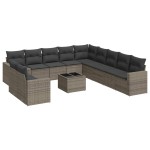 vidaXL Set canapea de grădină cu perne, 12 piese, gri, poliratan vidaXL Set canapea de grădină cu perne, 12 piese, gri, poliratan