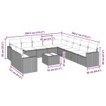 vidaXL Set canapele de grădină cu perne, 12piese gri deschis poliratan