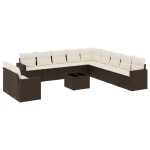 vidaXL Set canapele de grădină cu perne, 12 piese, maro, poliratan