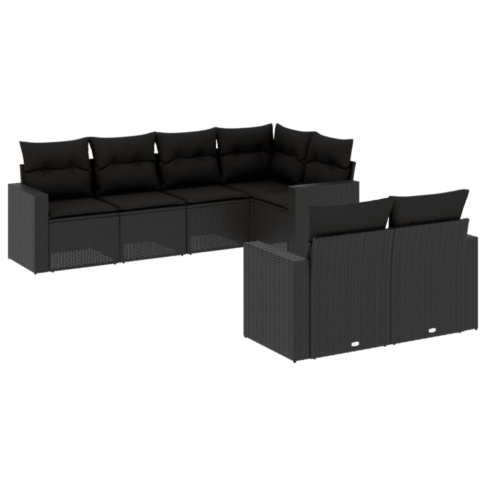 vidaXL Set canapele de grădină cu perne, 7 piese, negru, poliratan