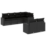 vidaXL Set canapele de grădină cu perne, 7 piese, negru, poliratan