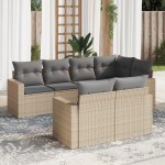 vidaXL Set canapele de grădină, 7 piese, cu perne, bej, poliratan vidaXL Set canapele de grădină, 7 piese, cu perne, bej, poliratan