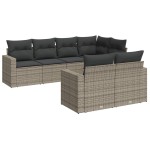 vidaXL Set canapele de grădină, 7 piese, cu perne, gri, poliratan