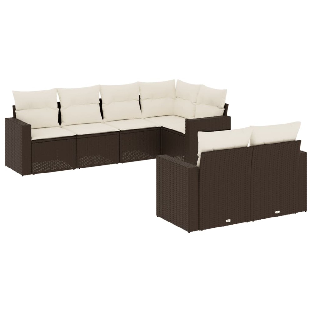 vidaXL Set canapele de grădină cu perne, 7 piese, maro, poliratan