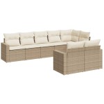 vidaXL Set canapele de grădină, 8 piese, cu perne, bej, poliratan vidaXL Set canapele de grădină, 8 piese, cu perne, bej, poliratan