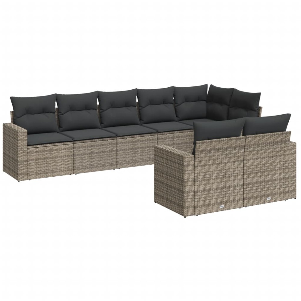 vidaXL Set canapele de grădină cu perne, 8 piese, gri, poliratan