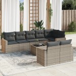vidaXL Set canapele de grădină, 9 piese, cu perne, gri, poliratan vidaXL Set canapele de grădină, 9 piese, cu perne, gri, poliratan