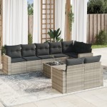 vidaXL Set canapele de grădină cu perne, 9 piese gri deschis poliratan vidaXL Set canapele de grădină cu perne, 9 piese gri deschis poliratan