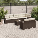 vidaXL Set canapele de grădină cu perne, 9 piese, maro, poliratan vidaXL Set canapele de grădină cu perne, 9 piese, maro, poliratan