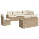 vidaXL Set canapele de grădină, 8 piese, cu perne, bej, poliratan