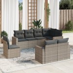 vidaXL Set canapele de grădină cu perne, 8 piese, gri, poliratan