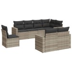 vidaXL Set mobilier de grădină cu perne, 8 piese gri deschis poliratan vidaXL Set mobilier de grădină cu perne, 8 piese gri deschis poliratan