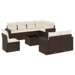 vidaXL Set canapele de grădină cu perne, 9 piese, maro, poliratan vidaXL Set canapele de grădină cu perne, 9 piese, maro, poliratan