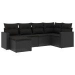 vidaXL Set mobilier de grădină cu perne, 6 piese, negru, poliratan vidaXL Set mobilier de grădină cu perne, 6 piese, negru, poliratan