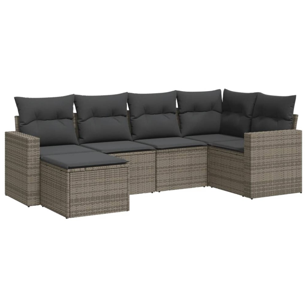 vidaXL Set mobilier grădină cu perne, 6 piese, gri, poliratan