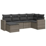 vidaXL Set mobilier grădină cu perne, 6 piese, gri, poliratan