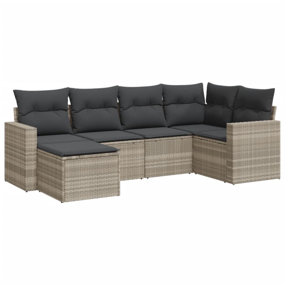 vidaXL Set canapele de grădină cu perne, 6 piese gri deschis poliratan