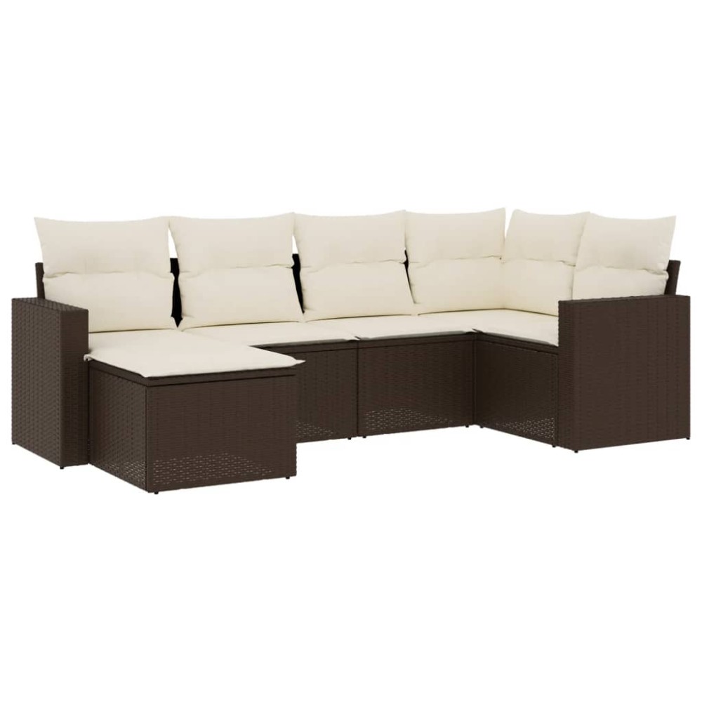 vidaXL Set canapele de grădină cu perne, 6 piese, maro, poliratan