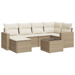vidaXL Set canapele de grădină, 7 piese, cu perne, bej, poliratan