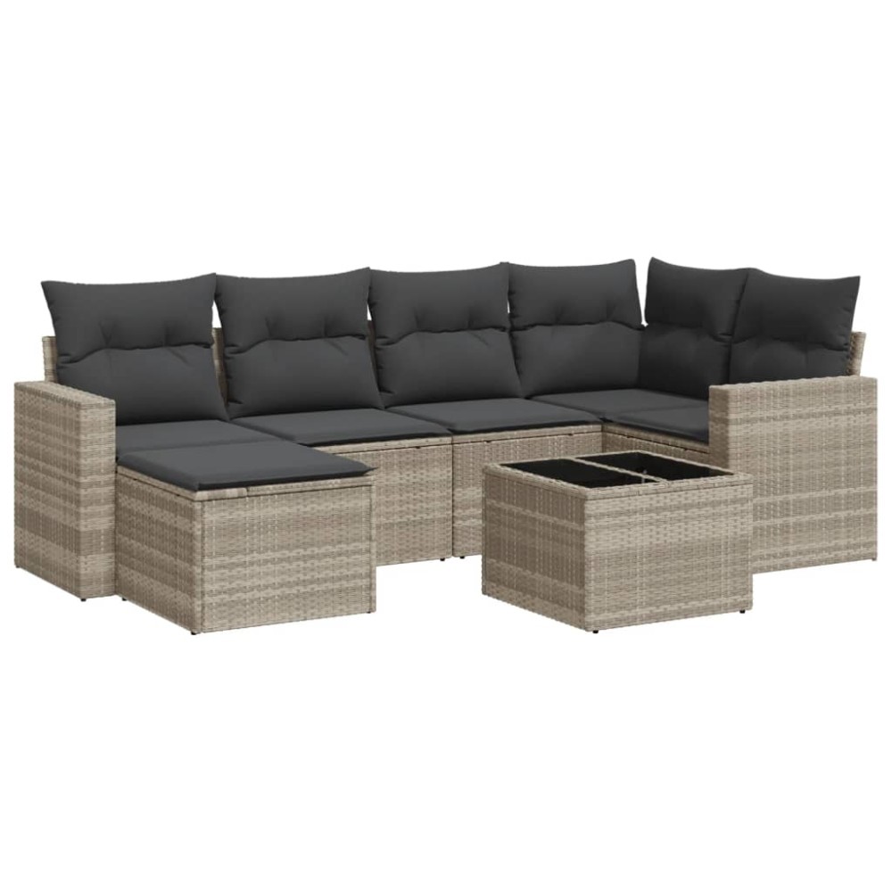 vidaXL Set canapele de grădină cu perne, 7piese gri deschis poliratan