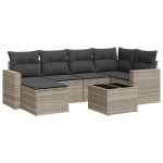 vidaXL Set canapele de grădină cu perne, 7piese gri deschis poliratan