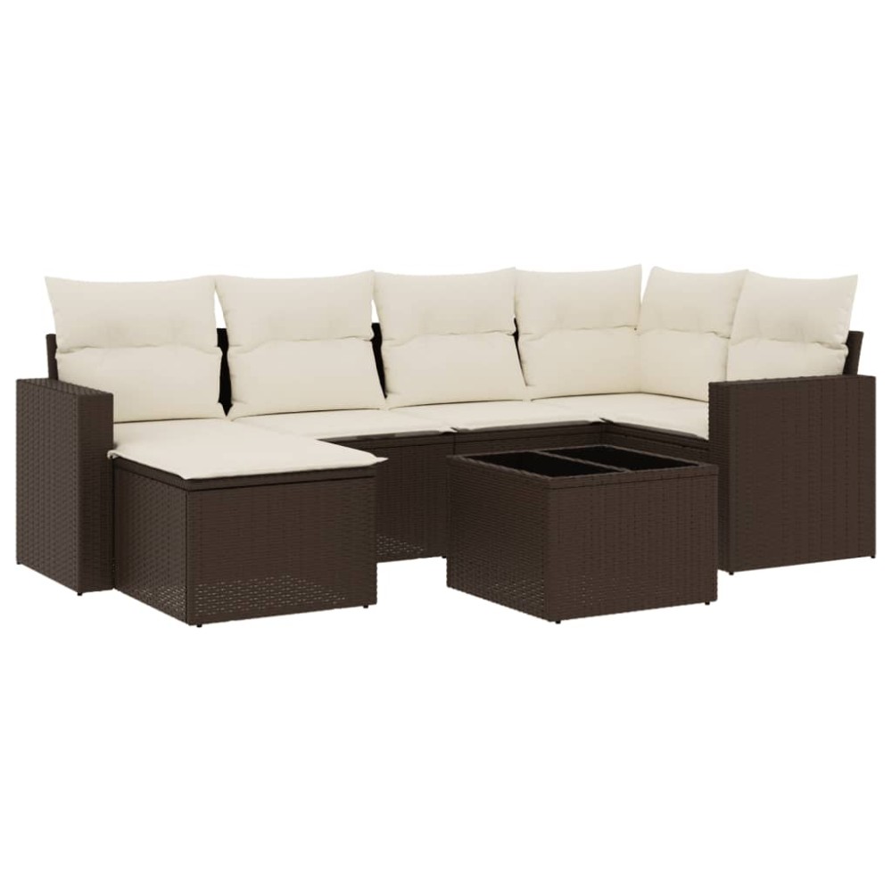 vidaXL Set canapele de grădină cu perne, 7 piese, maro, poliratan