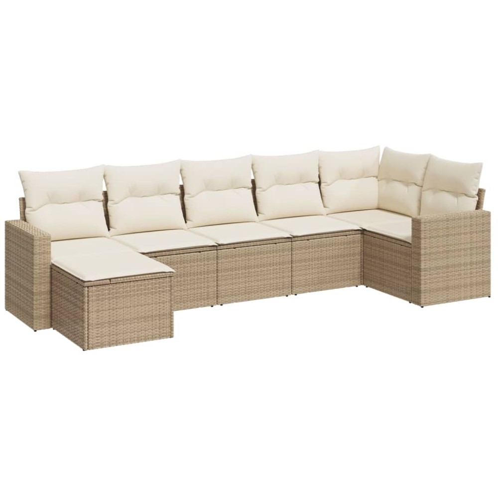 vidaXL Set canapele de grădină, 7 piese, cu perne, bej, poliratan