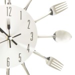vidaXL Ceas de perete model lingură/furculiță argintiu 31 cm aluminiu