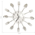 vidaXL Ceas de perete model lingură/furculiță argintiu 31 cm aluminiu