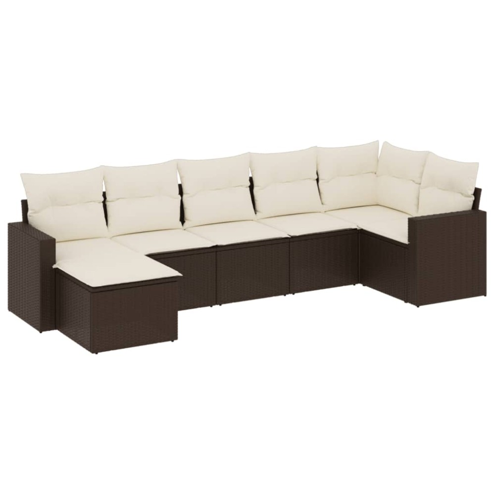 vidaXL Set canapele de grădină cu perne, 7 piese, maro, poliratan