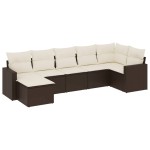 vidaXL Set canapele de grădină cu perne, 7 piese, maro, poliratan