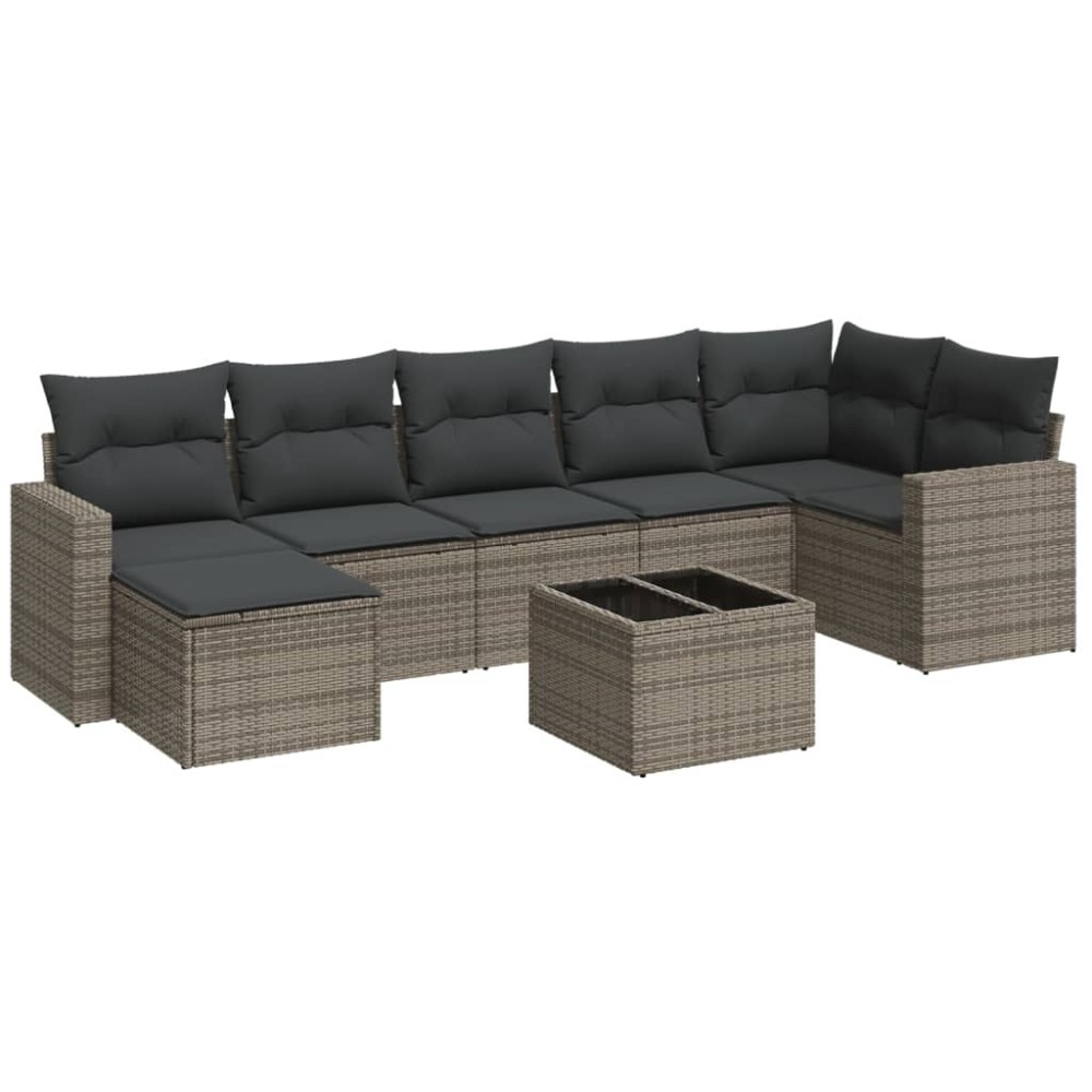 vidaXL Set canapele de grădină cu perne, 8 piese, gri, poliratan