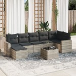 vidaXL Set mobilier de grădină cu perne, 8 piese gri deschis poliratan vidaXL Set mobilier de grădină cu perne, 8 piese gri deschis poliratan