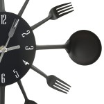vidaXL Ceas perete cu model lingură/furculiță, negru, 40 cm, aluminiu vidaXL Ceas perete cu model lingură/furculiță, negru, 40 cm, aluminiu
