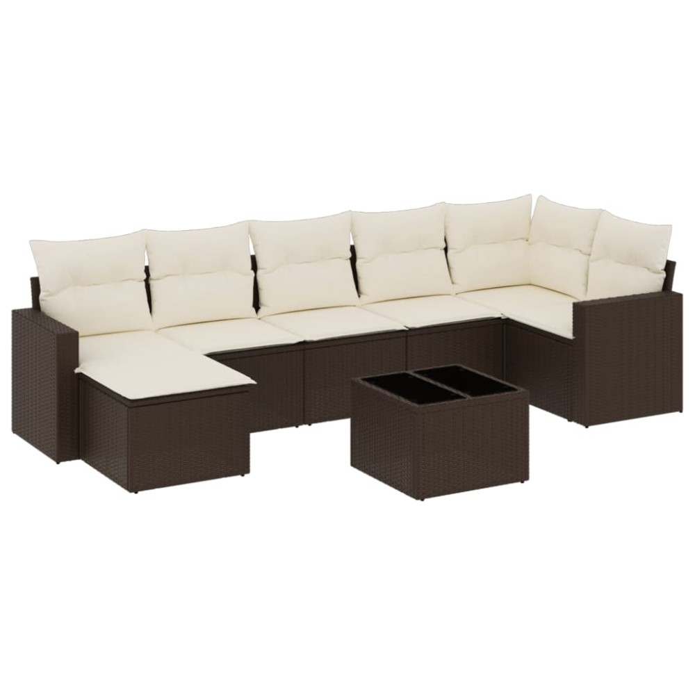 vidaXL Set canapele de grădină cu perne, 8 piese, maro, poliratan
