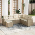 vidaXL Set canapele de grădină, 7 piese, cu perne, bej, poliratan vidaXL Set canapele de grădină, 7 piese, cu perne, bej, poliratan