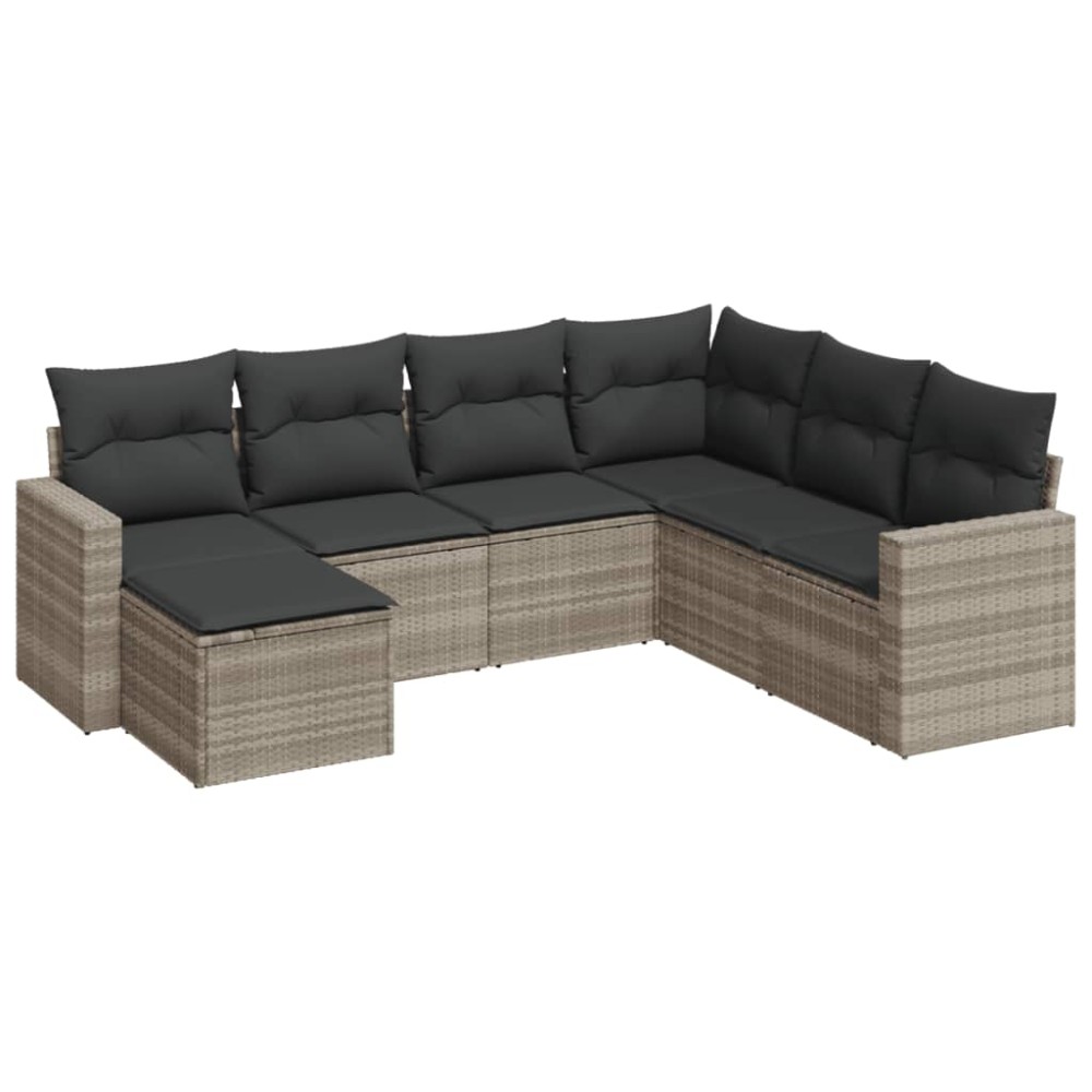 vidaXL Set canapele de grădină cu perne, 7piese gri deschis poliratan