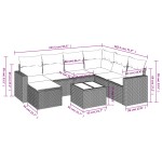 vidaXL Set canapele de grădină, 8 piese, cu perne, bej, poliratan