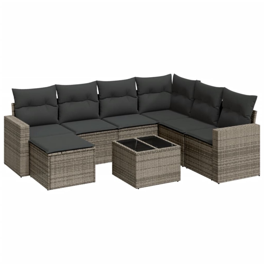 vidaXL Set canapele de grădină cu perne, 8 piese, gri, poliratan