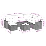 vidaXL Set canapele de grădină cu perne, 8 piese, gri, poliratan