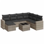 vidaXL Set mobilier de grădină cu perne, 8 piese gri deschis poliratan vidaXL Set mobilier de grădină cu perne, 8 piese gri deschis poliratan